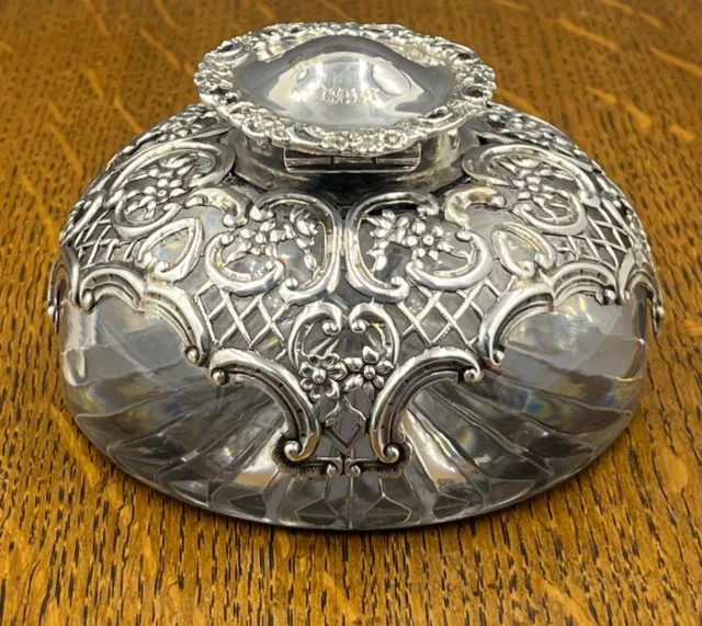 English silver and glass inkwell William Comyn's London 1899