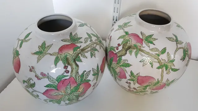 Chine - ancienne paire de pots à Gingembre - famille Rose - Dynastie Qing 2