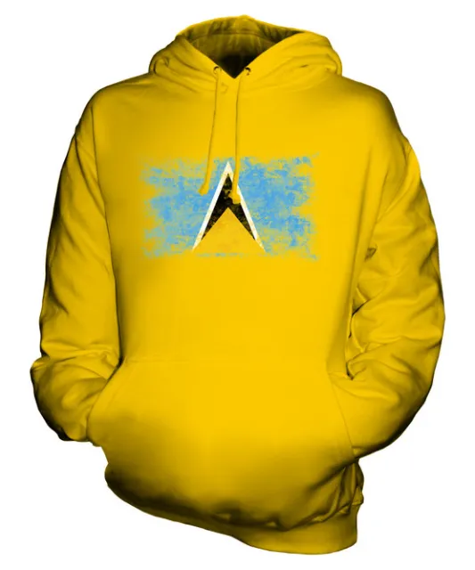 Saint Lucia Distressed Flag Unisex Hoodie Top St. Lucia  Jersey Gift