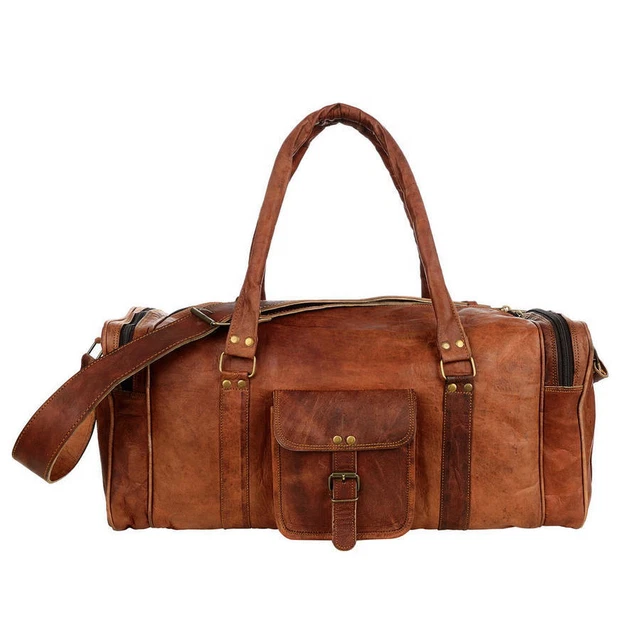 Leather Duffle Bag Heavy Duty Overnight Weekend Travel Air-cabin Carrion Luggage