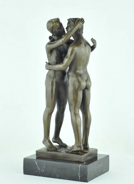 Estatua Pareja Sexy Art Deco Estilo Art Nouveau Estilo Bronce sólido Firmado 2