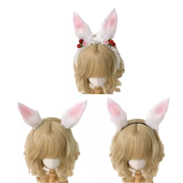 Ears Headband Plush Rabbit Ears Hair Clips Cosplay for Kids Adults