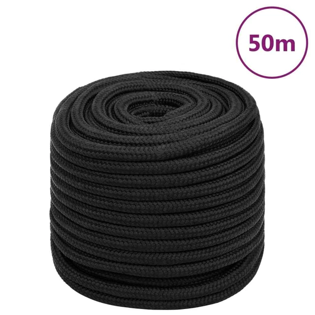 Vidaxl Corda Nautica Completamente Nera 16 mm 50 m in Polipropilene