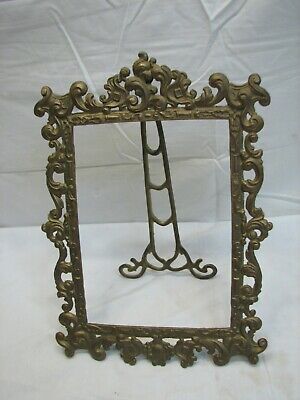Early Cast Brass Tone Art Nouveau Ornate Stand Up Picture Frame Photo
