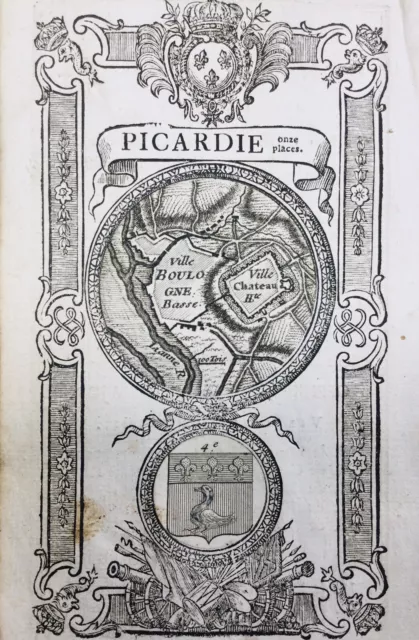 Boulogne sur Mer en 1736 Pas de Calais Rare Plan Fortification Héraldique 2