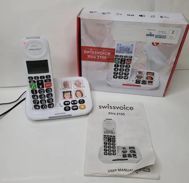 Swissvoice Xtra 2155 Cordless Big Button Hearing Aid Elderly Amplified Phone