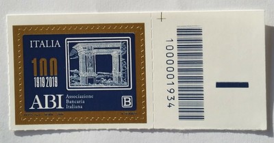 FRANCOBOLLO ITALIA 100 Anni Abi 2019 Nuovo Con Codice A Barre ...