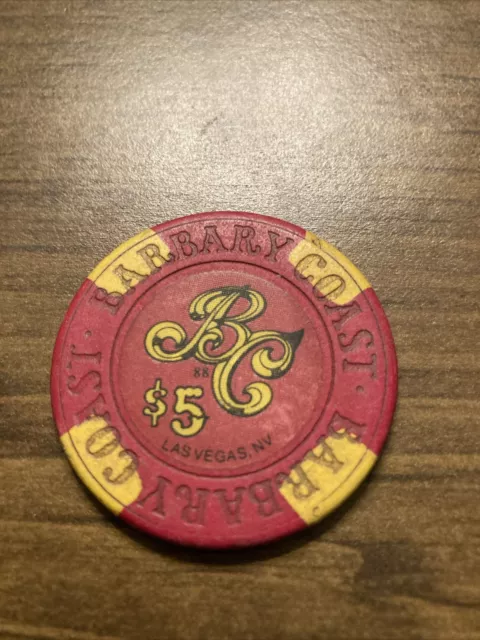 $5  barbary coast vintage 5 casino chip las vegas super rare obsolete