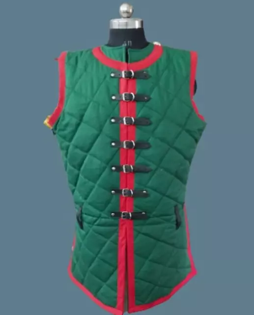 Gambeson Costume Medievale Imbottito Spessa Rievocazione Rinascimentale...