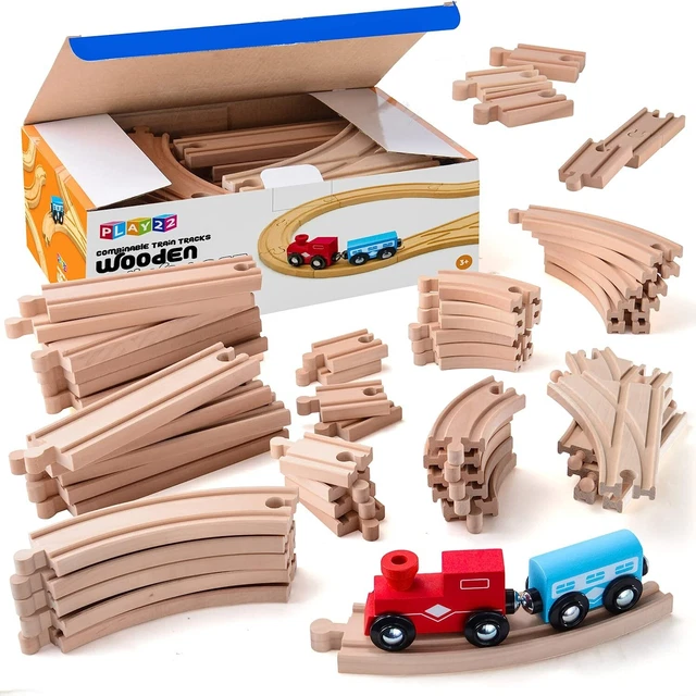 WOODEN TRAIN TRACK 52 Piece Tracks Set Play Thomas Railway System & 2