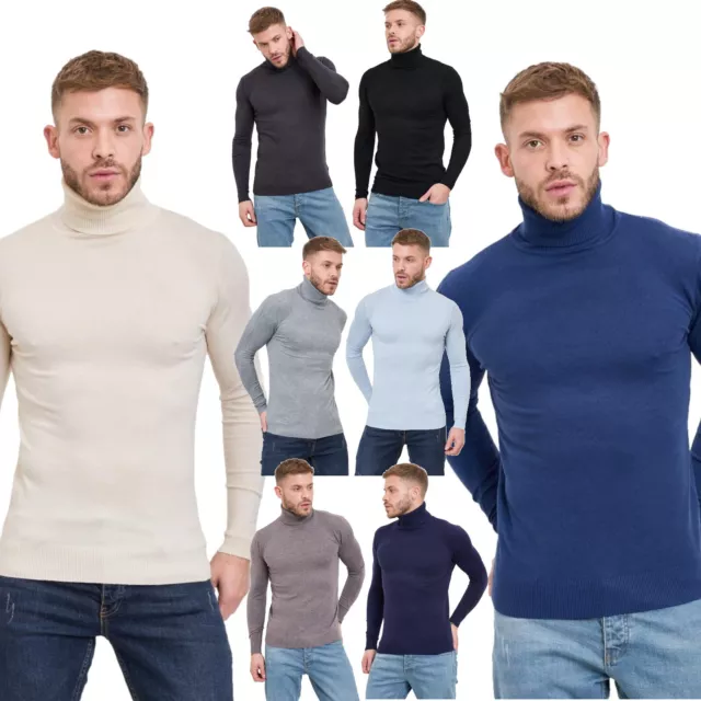 Maglione dolcevita lupetto uomo morbido collo alto manica lunga slim fit nuovo