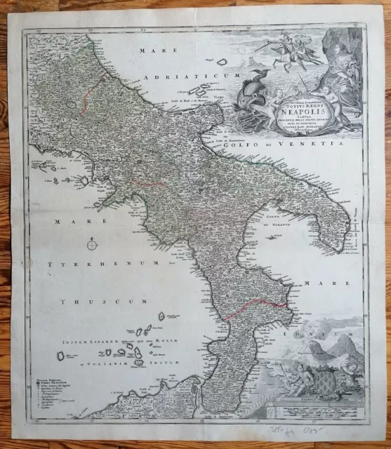 Homann Original Kupferstich Karte Italien Neapel Regni Neapolis - 1720