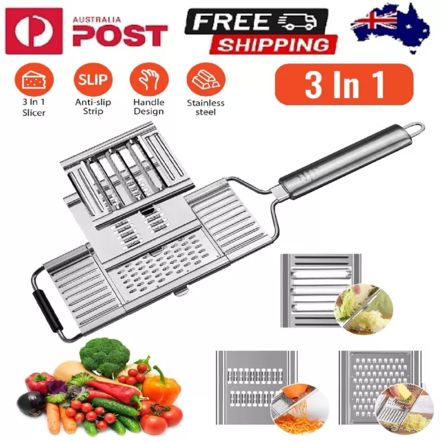 3 in 1 Vegetable Shredder Stainless Steel Cheese Grater Cutter Tool Carrot AUS