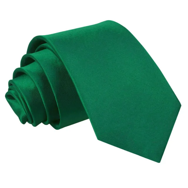 Emerald Green Slim Tie Satin Plain Solid Mens Formal Wedding Necktie by DQT