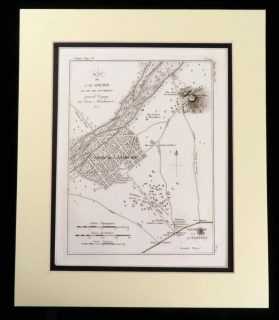 Ancient Greece Plato Athens Platonic Academy Rare Antique Engraved Map 1821