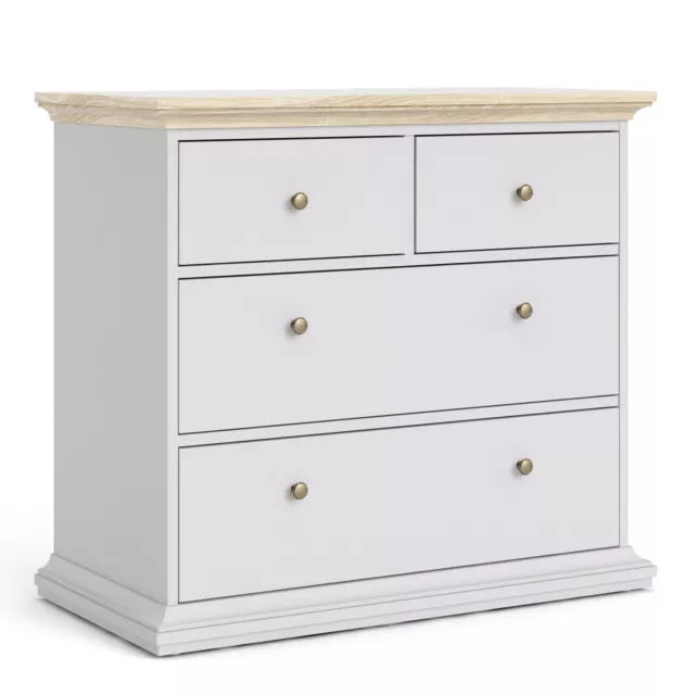 Paris Chest of 4 Drawers in White and Oak