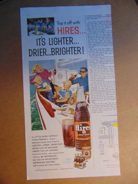 1960 HIRES ROOT BEER Family on Boat Enjoy vintage art print ad