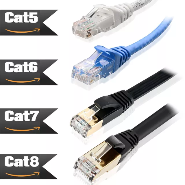 Cat 8 Cat 7 Cat6a RJ45 Twisted Pair LAN Network Ethernet Cable Internet Cord lot