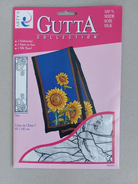 Malen - Seidenschal - 45x180 cm- Gutta Collection - Modell: Sita - Gutta schwarz