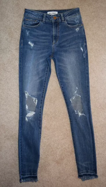 DL1961 Jeans 24 Farrow High Rise Skinny Leg Ripped Instaslim Stretch Denim