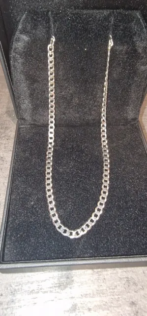 9ct White Solid Gold Curb Chain – 3.8mm – 18"