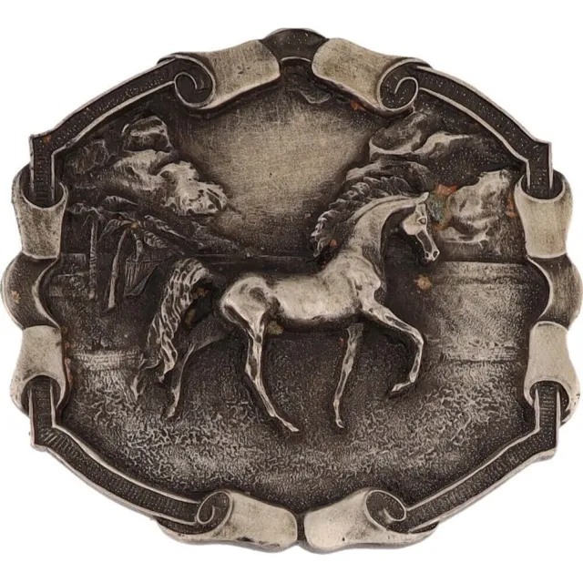 Horse Country Rider Rodeo Cowgirl Cowboy Western 1970s Vintage Belt Buckle
