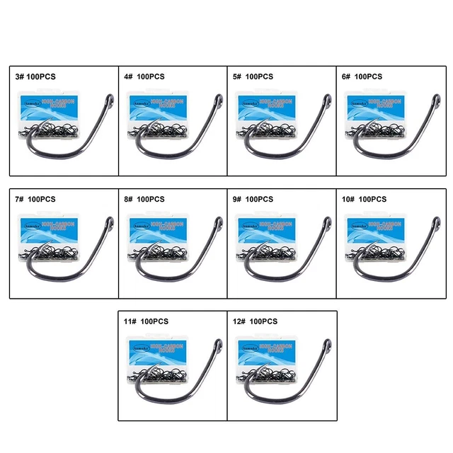 Neueste praktische nützliche Angelhaken Fisch 100 3#-12# schwarze Ausrüstungsh