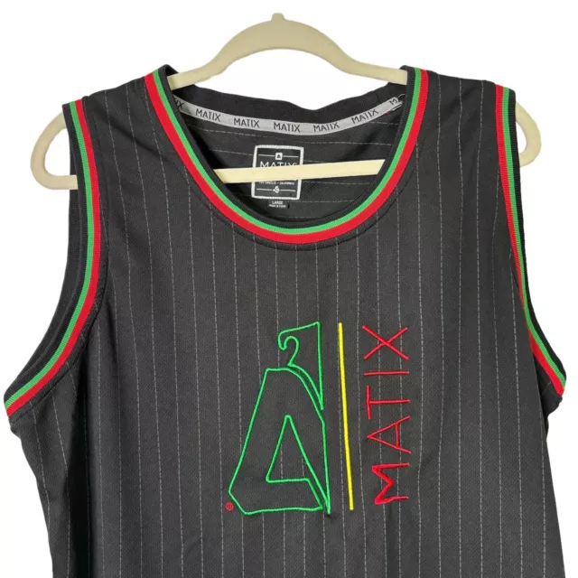 Matix Throwback Jersey Mens L Rasta Black Basketball Green Yellow Red Striped 2