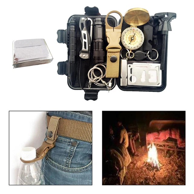 Kit de survie en plein air couverture d'urgence lampe de poche stylo tactique