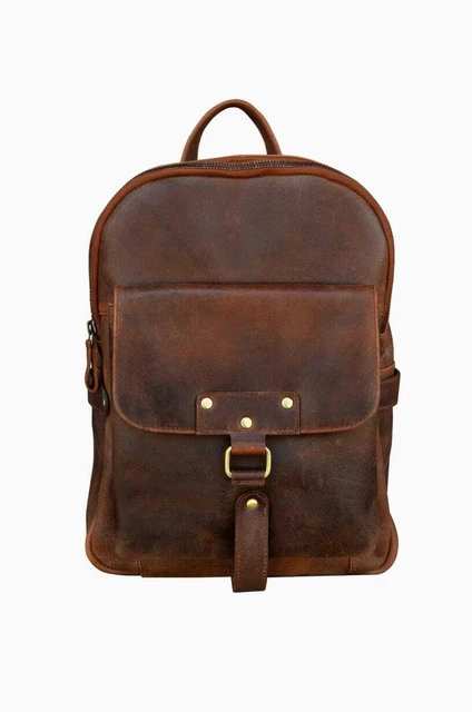 Hancrafted Vintage Distressed Tan Leather Travel School Backpack 18AXB04BR
