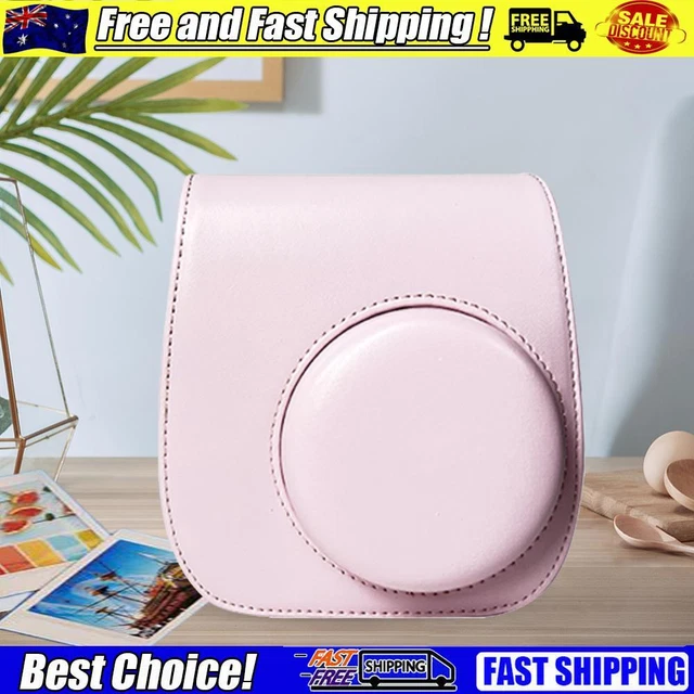 Instant Camera Bags PU Leather for Fujifilm Instax Mini 12/11/9/8 (Pink)