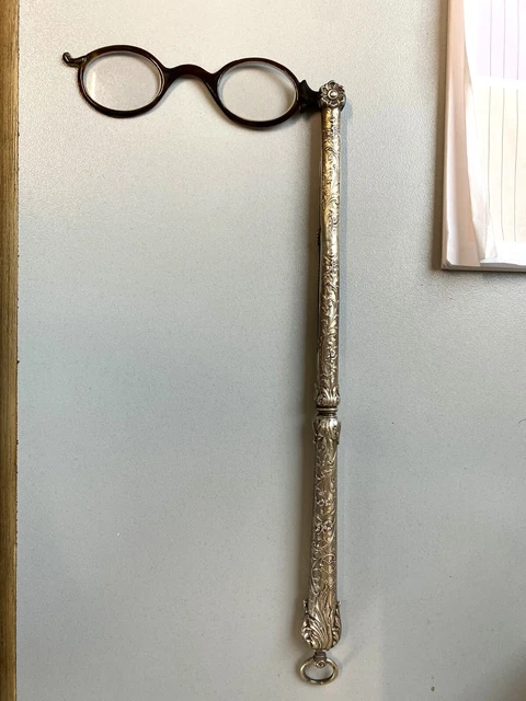 ANTICHI OCCHIALI con MANICO ASTA ARGENTO LORGNETTE old glasses 1800 Scala Teatro