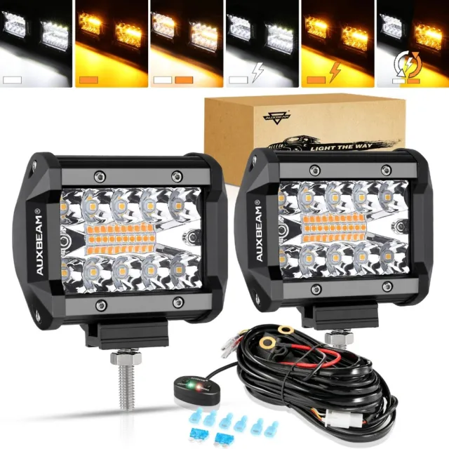 Auxbeam 4" Inch Led Pods Work Light Bar Spot Beam Driving Offroad Suv Atv Truck