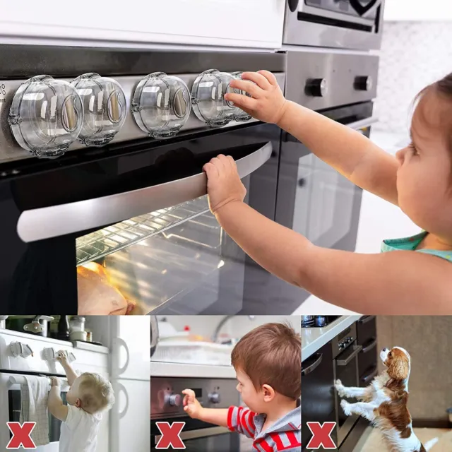 Stove Knob Covers for Child Safety (5 + 1 Pack) Double-Key Design Upgraded Safe