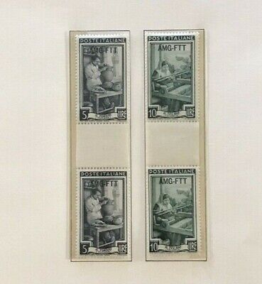 Italy Trieste AMG-FTT Italy at Work Stamps (2) Gutter Pairs MNH 5L & 10L
