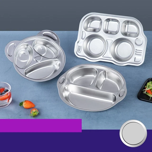 Bebé Acero Inoxidable Niños Plato de Alimentación Tazón Niños Alimentación Mate