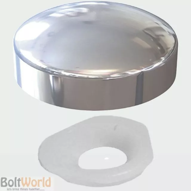 Chrome Plastic Dome Screw Cover Cap Small 2 Piece Click On - Plastidome Caps