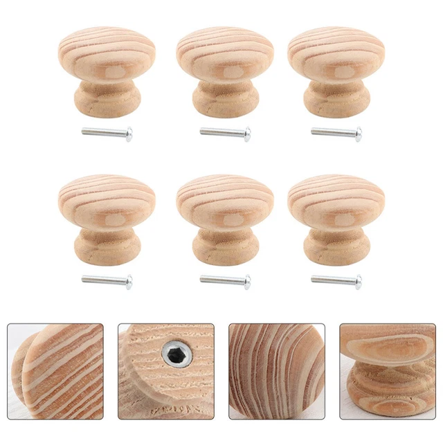 12 Pcs Furniture Hardware Wood Handle Dresser Pulls Drawer Knobs Rural 12