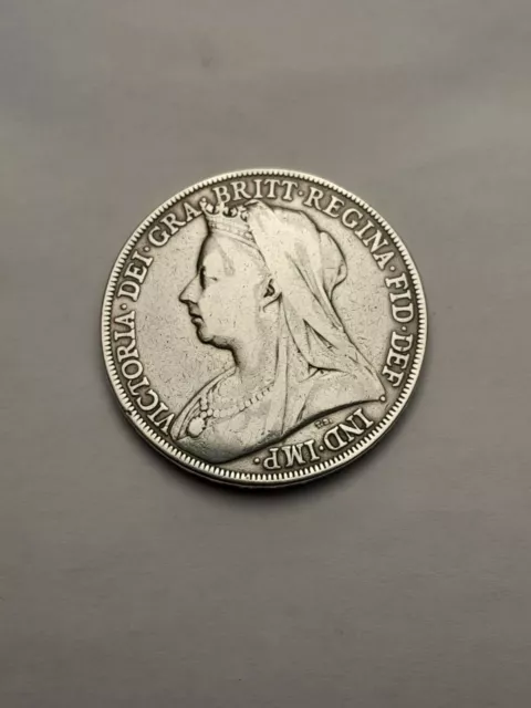 1898 Silver Crown Coin Queen Victoria Vield Head 99p N/R