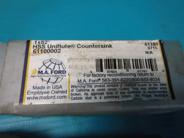 Used M.a. Ford 1X82º Hss Uniflute Countersink 61100002 3