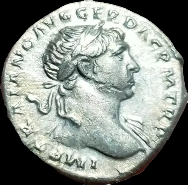 Trajan  98-117 AD ~  Roman Imperial . Silver Denarius . Victory Rev. High grade