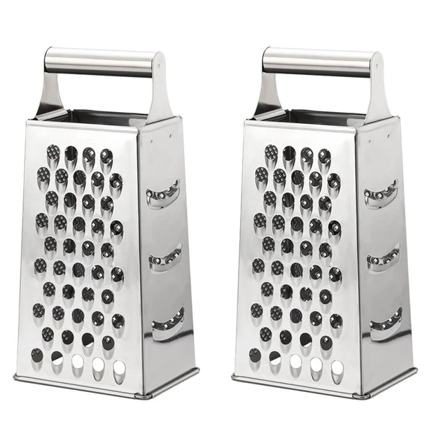 Set 2 grattugie in acciaio inox taglierina mandolino ciotola agrumi confezione su quattro lati