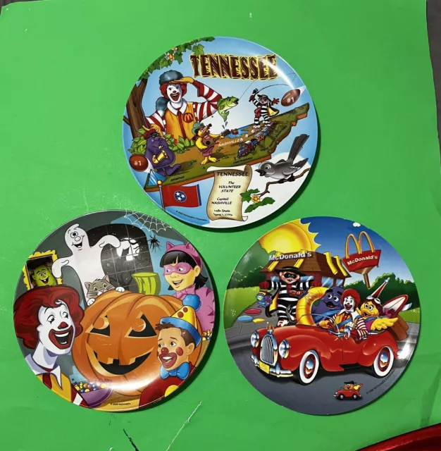 McDonald's Melamine Plates 1998,  2002 and 2008 Collectors Plates, lot of 3