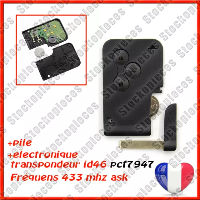 CARTE VIERGE ELECTRONIQUE CHIP PCF7947 COMPATIBLE CLIO 3 MEGANE 2 SCENIC 2 Testé