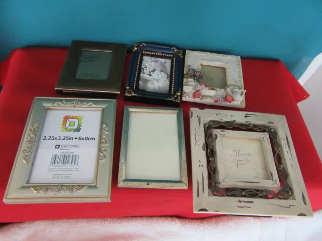 803.  Lot of 9 Picture Photo Frames Hanging Free Standing Small Miniature
