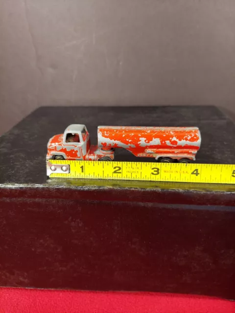 Tootsie Toy 50's-60's Style Semi Truck & Tanker Trailer Red Metal 2