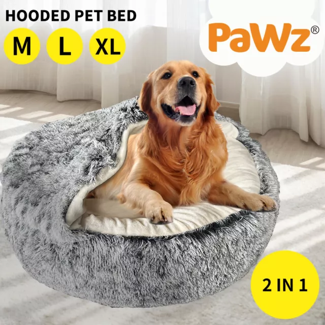 Pawz Pet Dog Calming Bed Warm Soft Plush Sleeping Removable Cover Washable Large