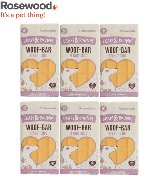 6 X 100G Rosewood Peanut Flavoured Dog Safe Chocolate Treat Woof Bar