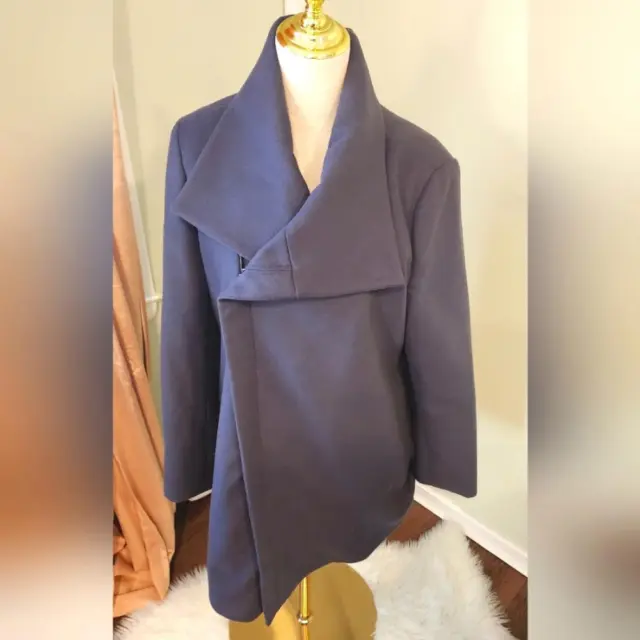 Simply Vera Wang Large Asymmetrical Zip Soft Grey Dress Coat