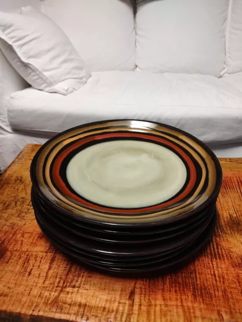 Set of 7 - Sonoma Life + Style Aztec Stoneware Dinner Plates 11” Used